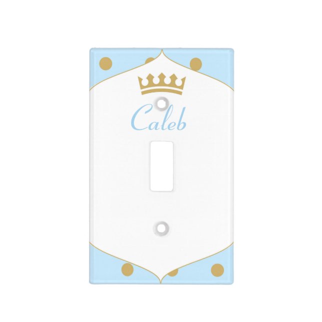 Blue & Gold Dots Royal Crown Prince Light Switch Cover (Front)
