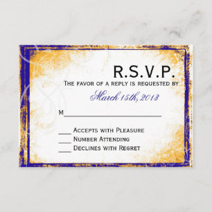 Blue & Gold Elegance - RSVP Card
