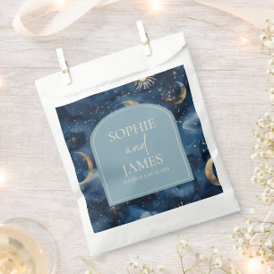 Blue Gold Elegant Celestial Starry Sky Wedding Favor Bag