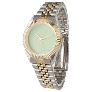 Blue Gold Elegant Diamond Pattern  Watch