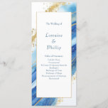 Blue Gold Elegant modern order of ceremony wedding Program