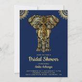 Blue Gold Elephant Indian Bridal Shower Invitation (Front)