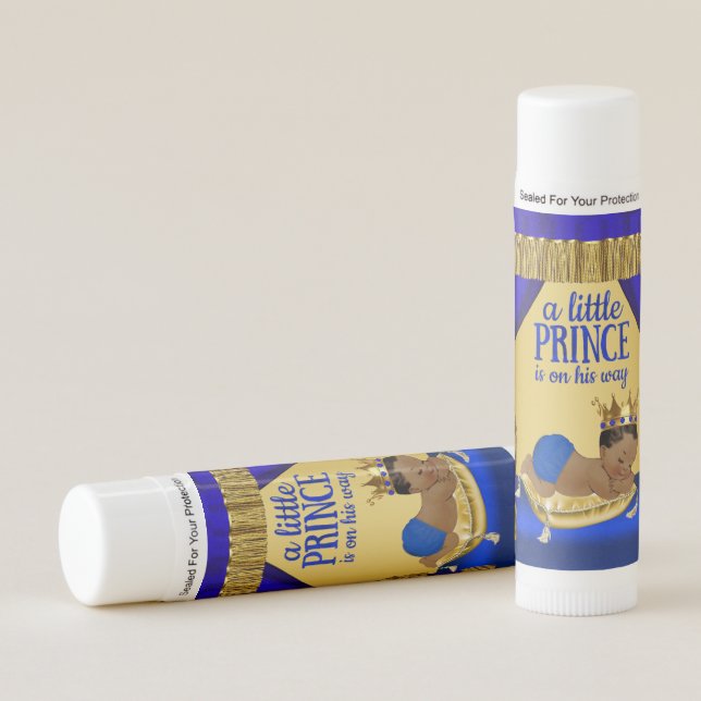 Blue Gold Ethnic Prince Baby Shower Lip Balm (Front)