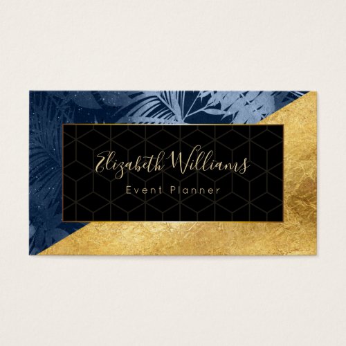 Blue Gold Event Planner Color Block Business Cards