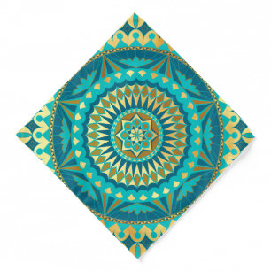 Blue Gold Fantasy Mandala Bandana