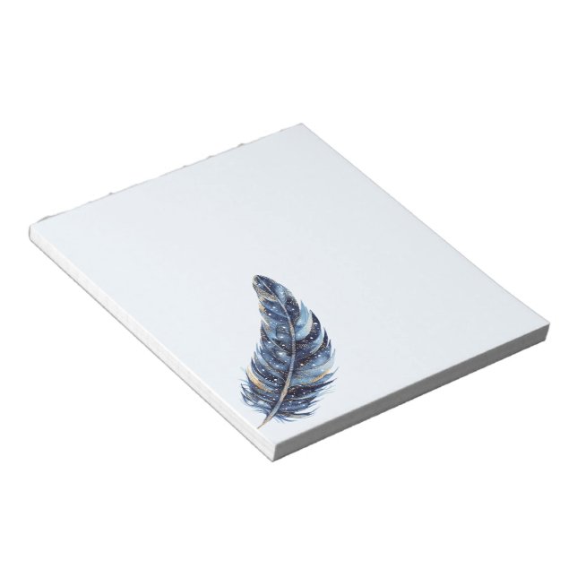 Blue Gold Feather Notepad (Angled)