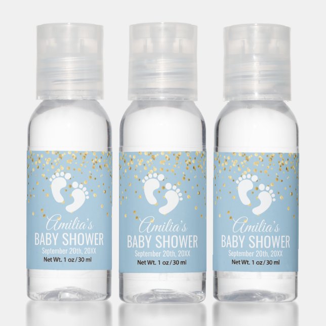 Blue Gold Feet THANK YOU Baby Shower BOY Hand Sanitizer (Set)