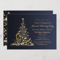 blue Gold Festive Corporate holiday party Invitation