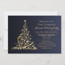 blue Gold Festive Corporate holiday party Invite