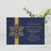 blue Gold Festive Corporate holiday party Invite (Standing Front)