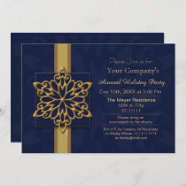 blue Gold Festive Corporate holiday party Invite