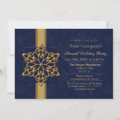 blue Gold Festive Corporate holiday party Invite (Front)