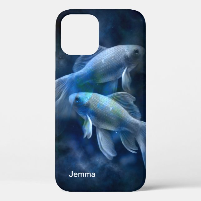 Blue Gold Fish Personalized Case-Mate iPhone Case (Back)