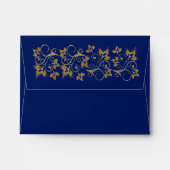 Blue, Gold Floral A2 Envelope for RSVP Card (Back (Top Flap))