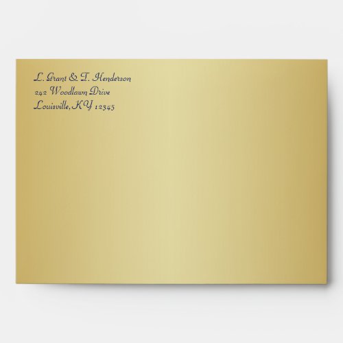 Blue Gold Floral Envelope for 5x7 Sizes