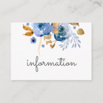 Blue Gold Floral Wedding Enclosure Card