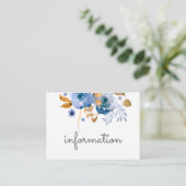 Blue Gold Floral Wedding Enclosure Card (Standing Front)