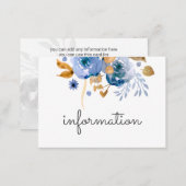 Blue Gold Floral Wedding Enclosure Card (Front/Back)