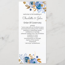 Blue Gold Floral Wedding Program
