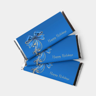 Blue Gold Flower Holiday Hershey Bar Favors
