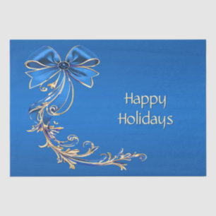 Blue Gold Flower Holiday Tissue Paper