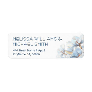 Blue Gold Flower Wedding Label