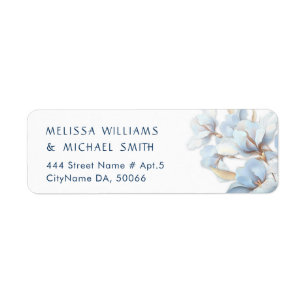 Blue Gold Flower Wedding Label