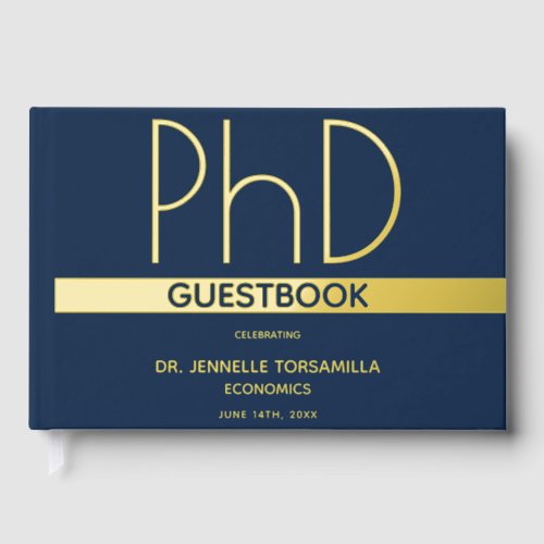 Blue Gold Foil PhD Graduation Foil Guest Book