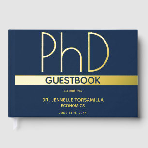 Blue Gold Foil PhD Graduation Guest Book