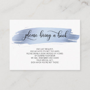 Blue Gold Foil Please Bring a Book Baby Shower Enclosure Card