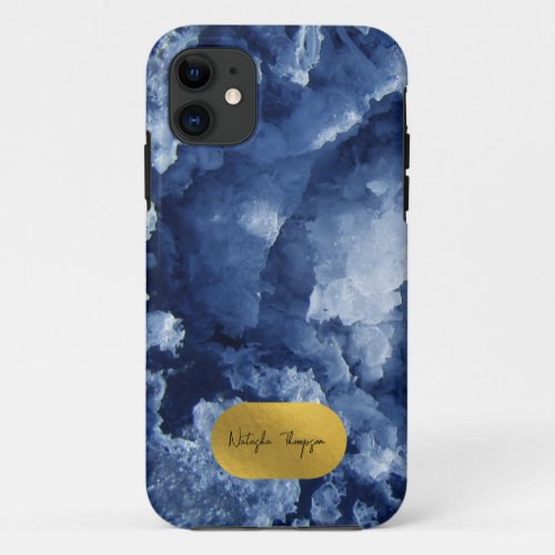 Blue Gold Foil Sea Crystals Signature iPhone 11 Case