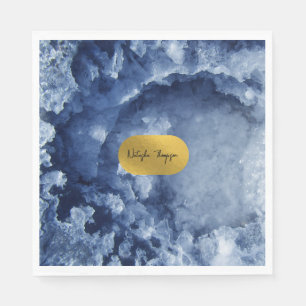 Blue Gold Foil Sea Crystals Signature   Napkins