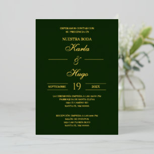 Blue gold foil Spanish Wedding Invitation