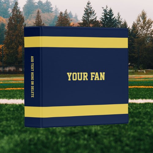Blue  Gold Football Jersey Personalized 3 Ring Binder