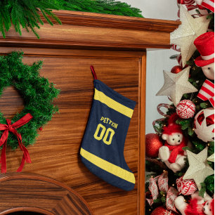 Blue & Gold Football Team Personalized Small Christmas Stocking
