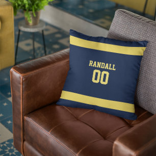 Blue & Gold Football Team Personalized Throw Pillow