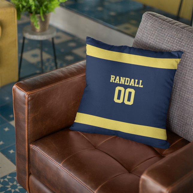 Blue & Gold Football Team Personalized Throw Pillow (Creator Uploaded)