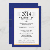 Blue & Gold Formal Graduation Party Invite (Front/Back)