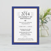 Blue & Gold Formal Graduation Party Invite (Standing Front)