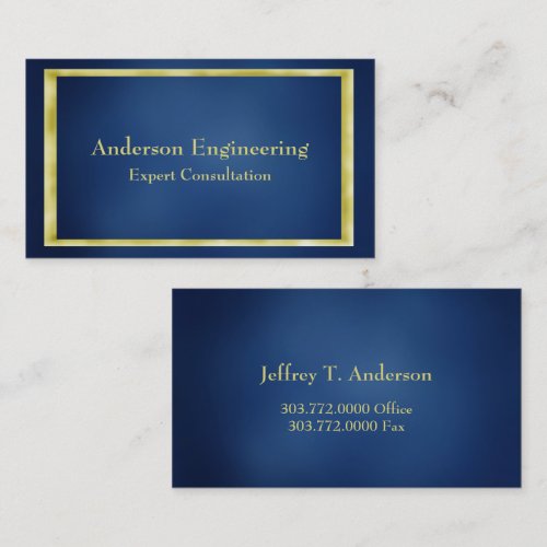 Blue Gold Frame Professional Business Card
