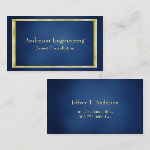 Customizable Blue Gold Frame Professional Business Card