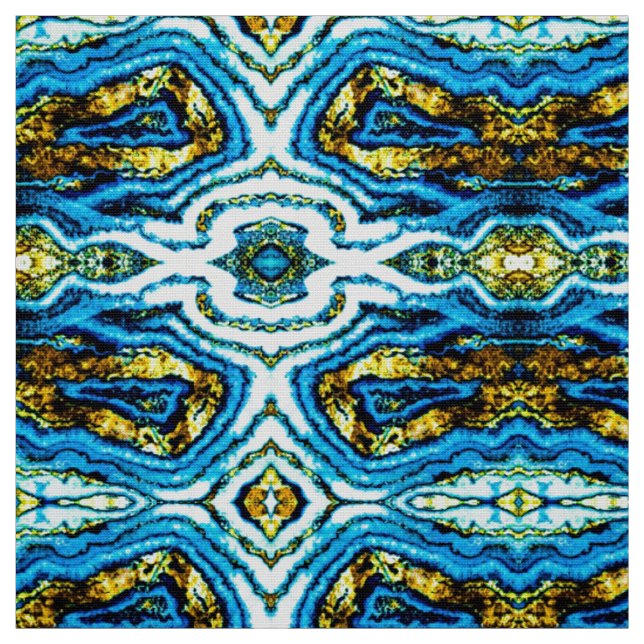 Blue & Gold Geode Fabric (Swatch)
