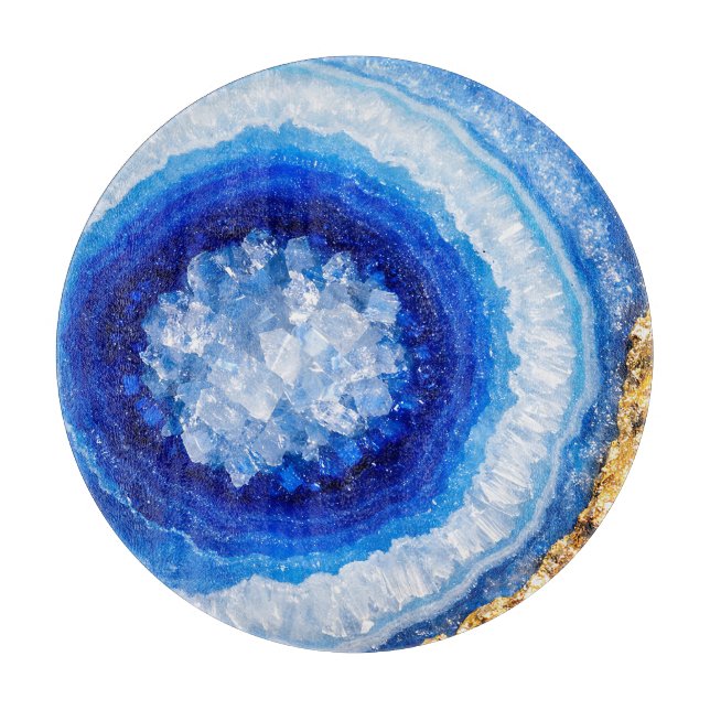Blue Gold Geode Resin Pattern Cutting Board (Front)