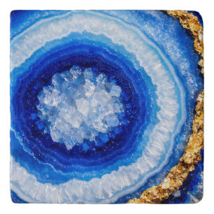 Blue Gold Geode Resin Pattern Trivet