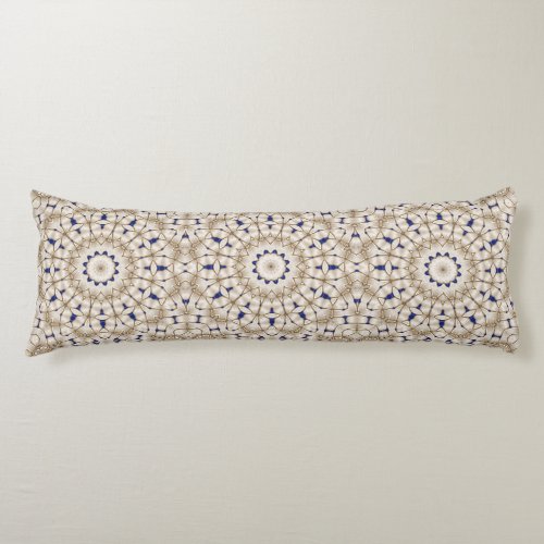 Blue Gold Geometric Floral Body Pillow