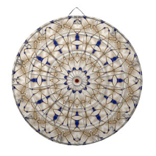 Blue Gold Geometric Floral Dartboard