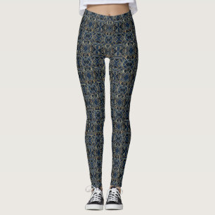 Blue/Gold Geometric Women's Leggings