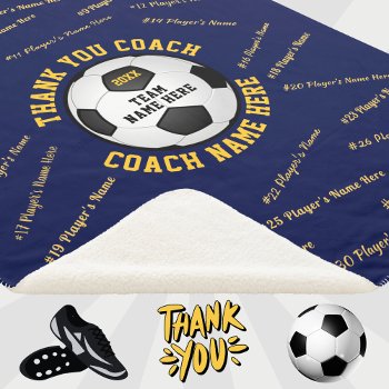 Blue Gold  Gift Ideas For Soccer Coaches  Soccer Sherpa Blanket by YourSportsGifts at Zazzle