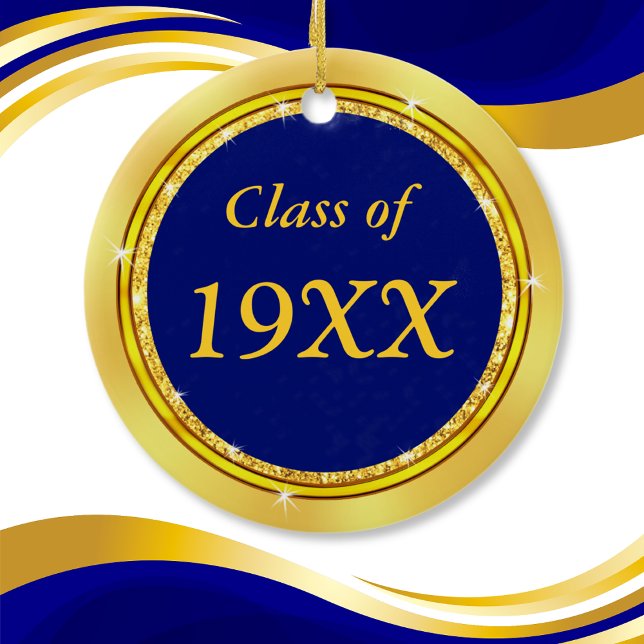 Blue Gold, Gifts for Class Reunion. CHANGE COLORS, Ceramic Ornament (Personalized Class Reunion Gifts. Blue and Gold Ornament. Class Reunion Keepsakes. 50 year reunion.)