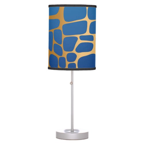 Blue  Gold Giraffe Print Table Lamp